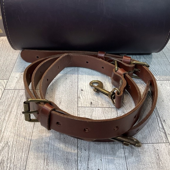 Ladybuq Handmade Poland Leather Oversized Leather Tote Shoulder Bag Plum - Picture 8 of 15